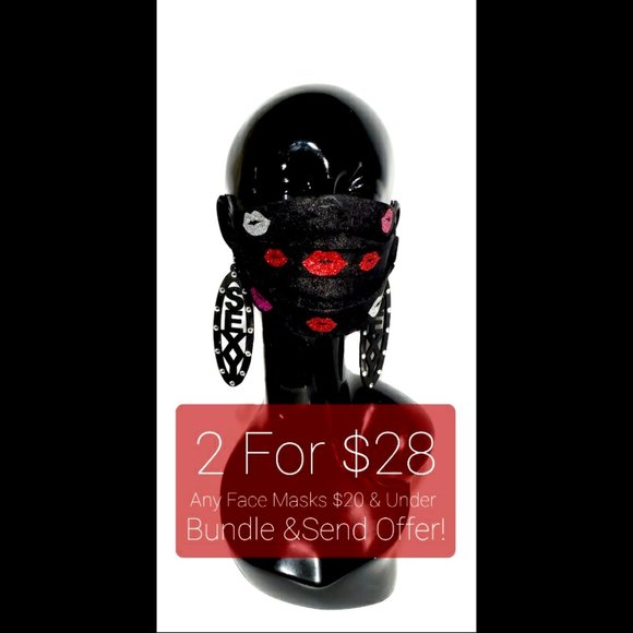 Fashion Junky Accessories - Lips/Kisses Handmade Cotton Face Mask, Reuse/Wash.